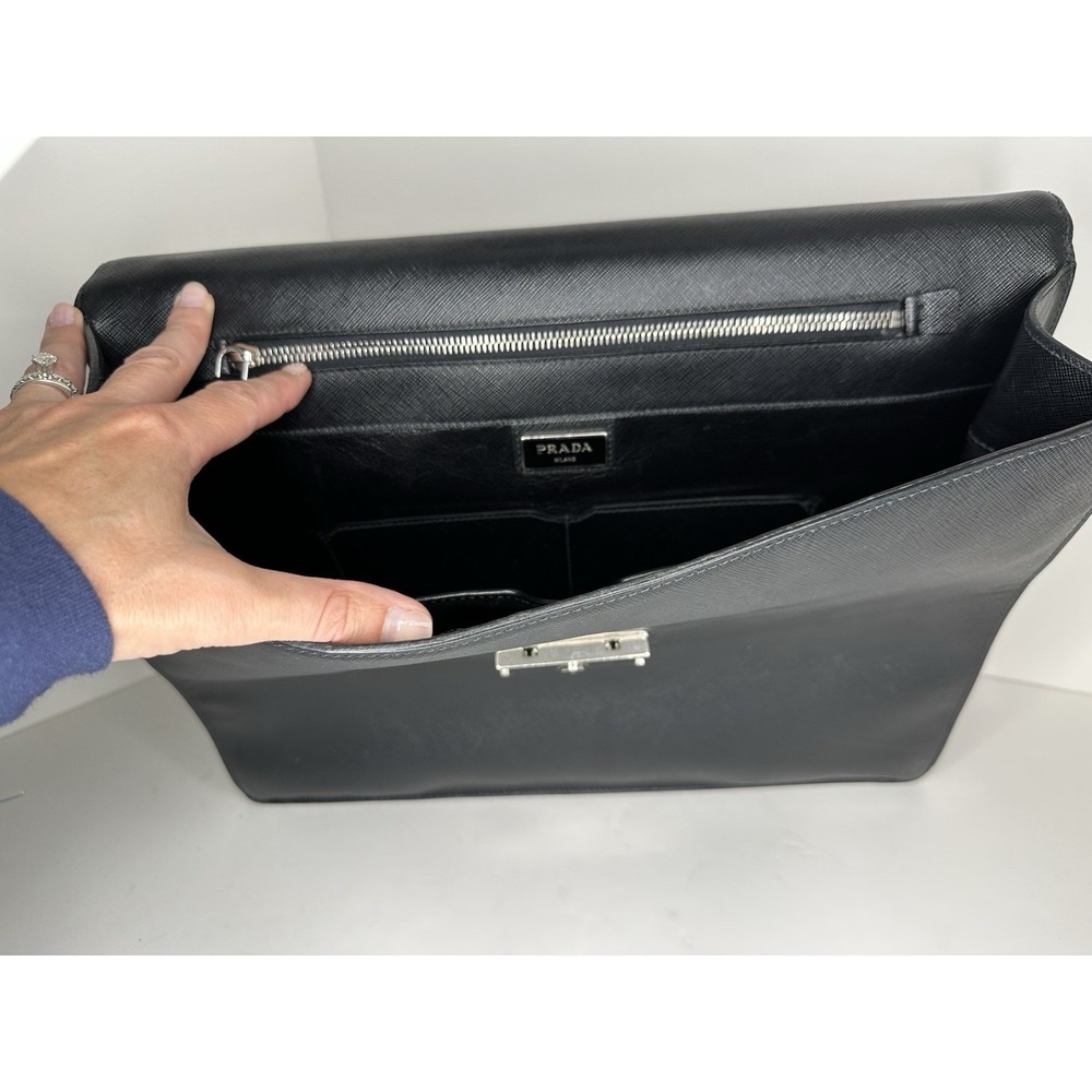Prada, Black Leather‎ Briefcase/Document Bag - Picture 9 of 14